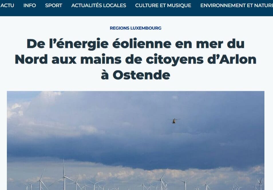 énergie citoyenne d'Arlon à Ostende Article RTBF 17 juin 2022
