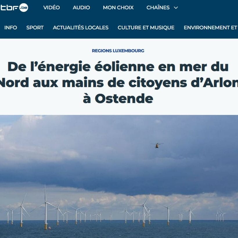 énergie citoyenne d'Arlon à Ostende Article RTBF 17 juin 2022